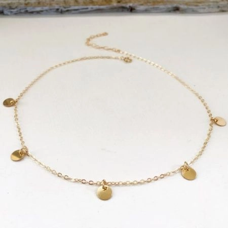 Round disc Necklace for women, Brass with 22k gold plated, Handmade jewelry